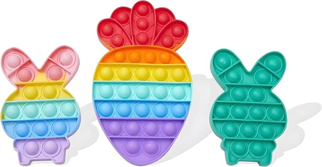 3Pack Easter Bunny Carrot Pop Bubble Fidget Sensory Toys,Puzzle Popper Toy Pack,Great Gifts for Kids Boys and Girls Birthday Party Stocking Easter Basket Stuffers